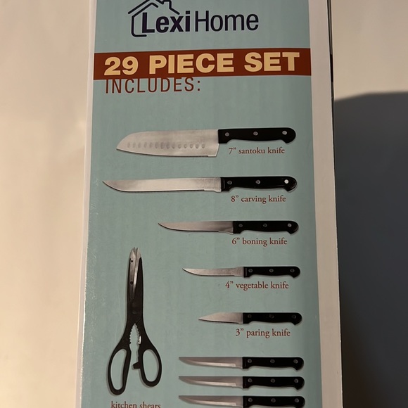 Lexi Home Santoku Knife 29 piece Set Bonus New - Picture 9 of 13